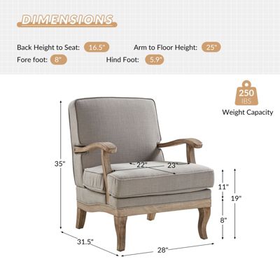Rinaldo Wooden Upholstered Armchair with Wooden Legs