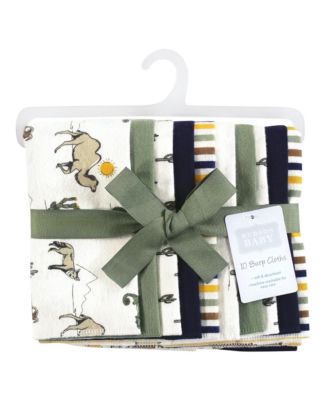 Unisex Absorbent Flannel Burp Cloths 10-Count Cotton/Poly Blend