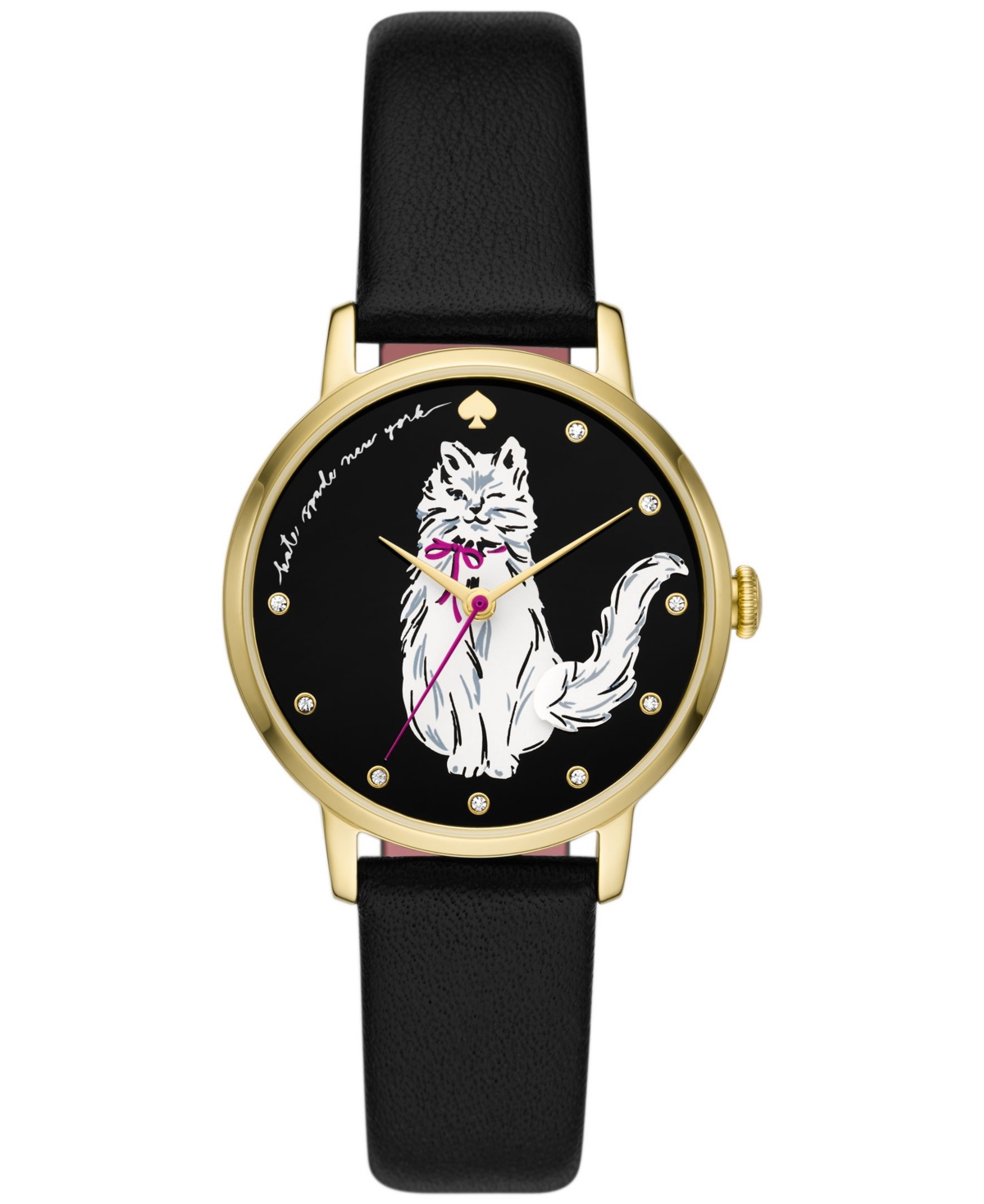 Women's Metro Black Leather Watch 34mm - Black