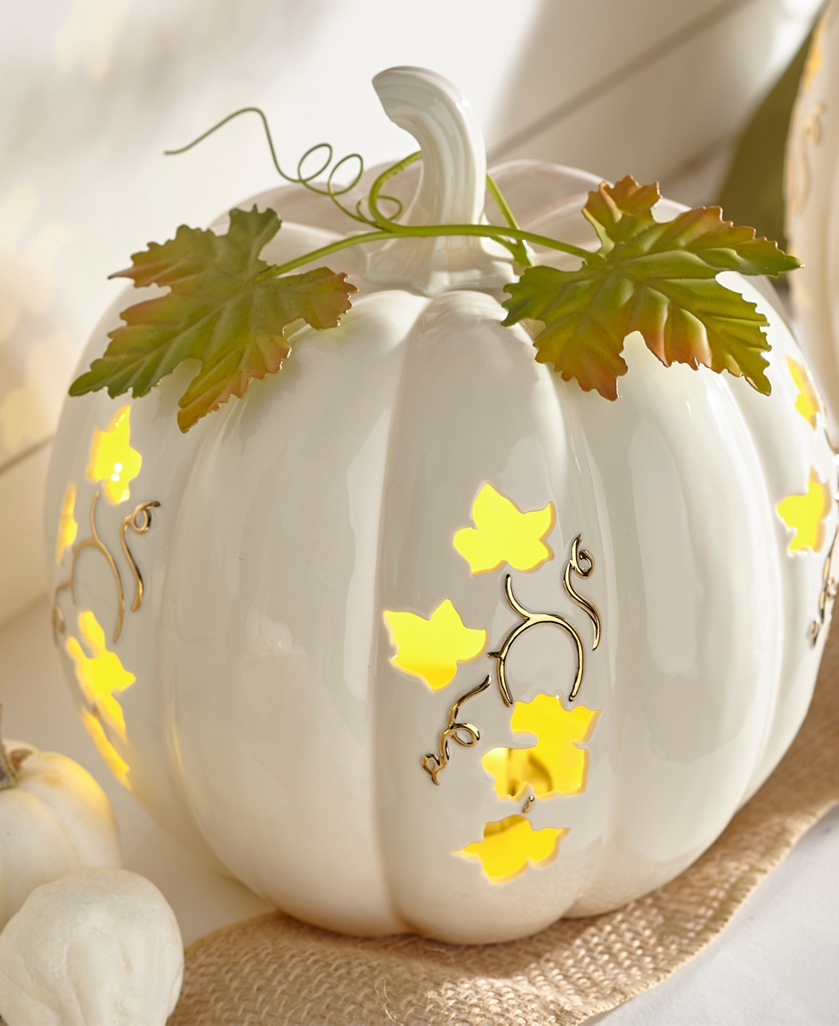 Lenox Lighted Pumpkin Medium Centerpiece In Ivory