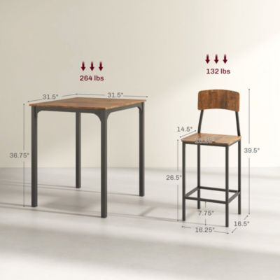 Three Piece Indoor Tabletop Collection w/Matching Seats Metal Legs for Stability