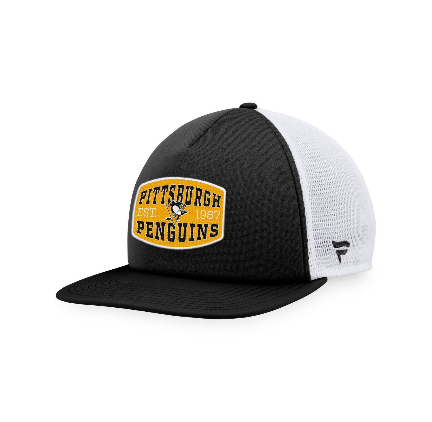 Men's Black/White Pittsburgh Penguins Foam Front Patch Trucker Snapback Hat