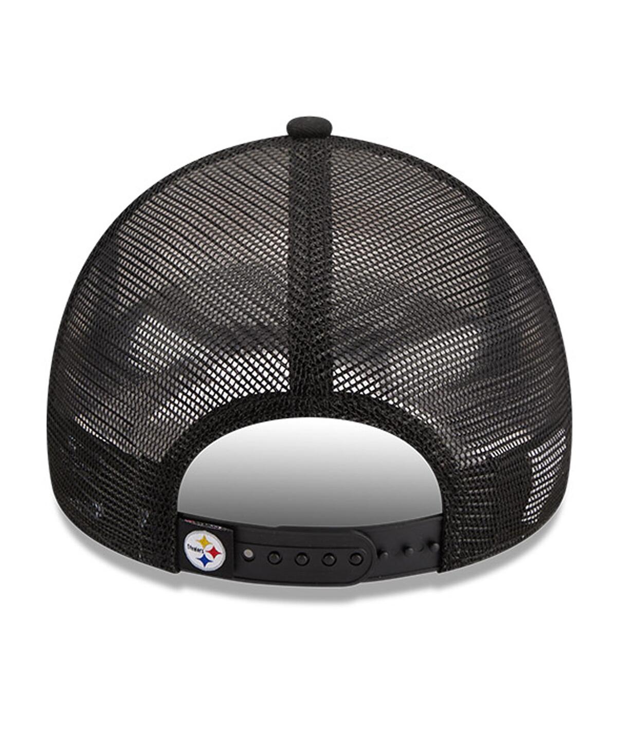 New Era Men's White/black Pittsburgh Steelers Stacked A-frame Trucker 9forty Adjustable Hat In White,black