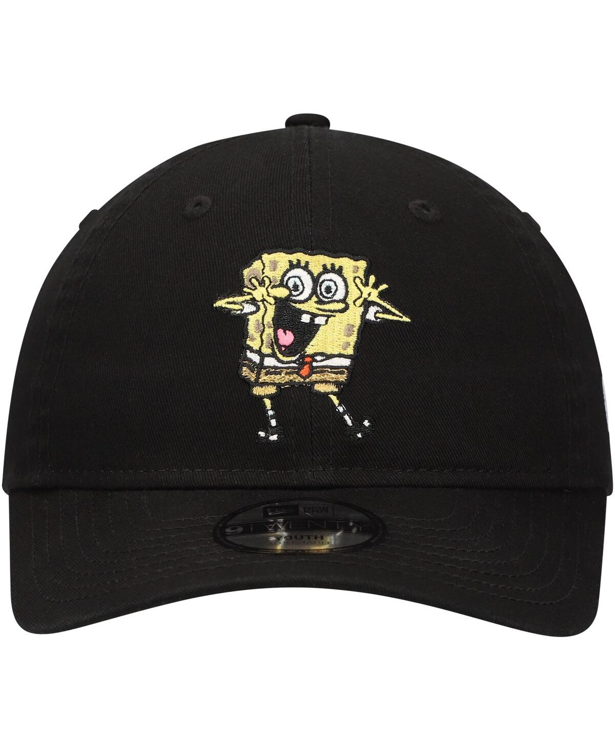 New Era Big Boys And Girls Black Spongebob Squarepants 9twenty Adjustable Hat In Black