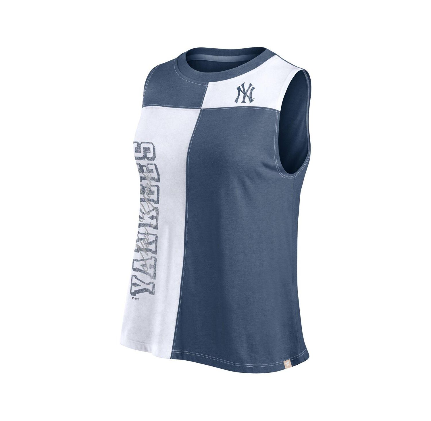 Women's Navy/White New York Yankees Color-Block Tank Top