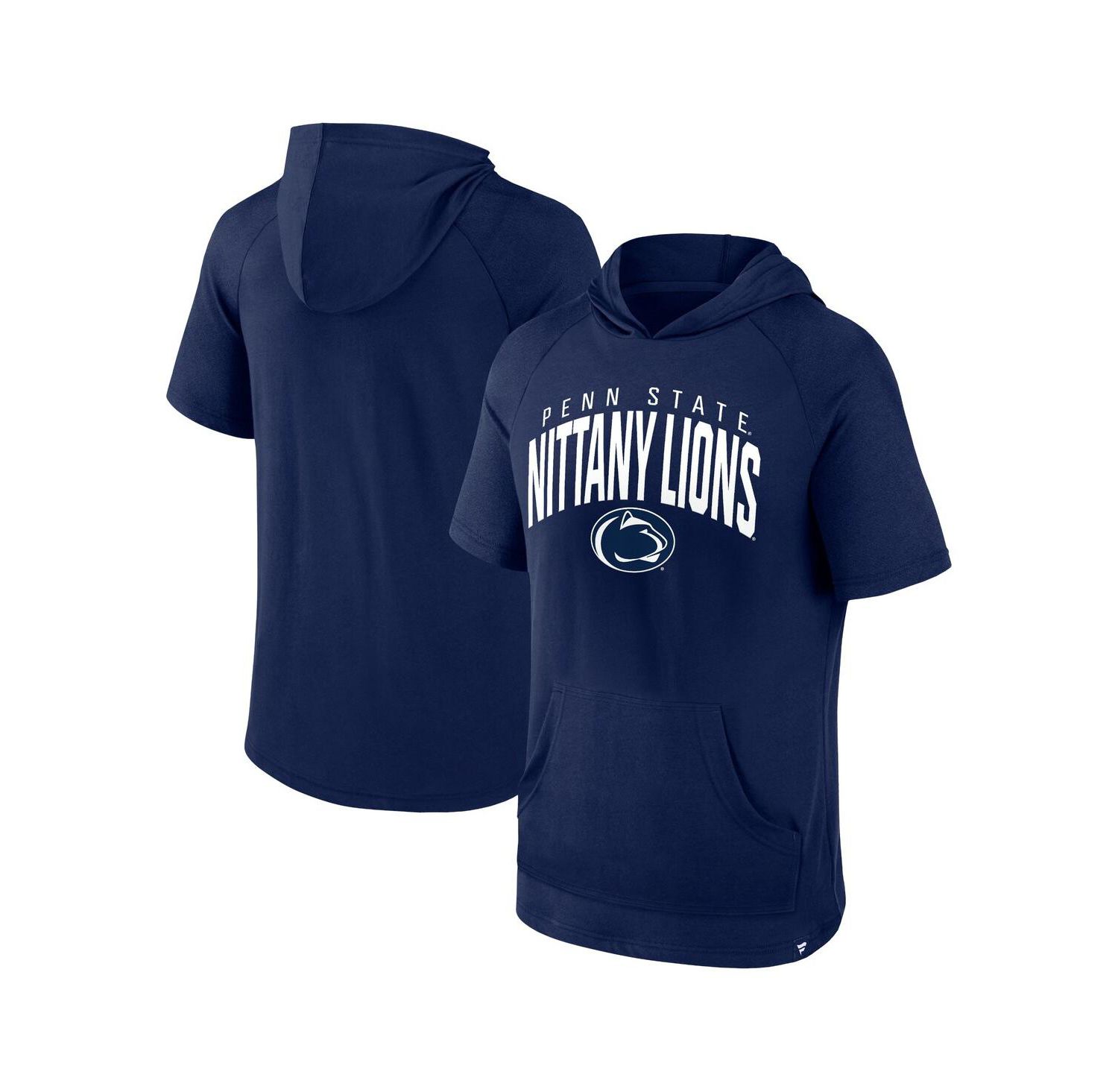 Men's Navy Penn State Nittany Lions Double Arch Raglan Short Sleeve Hoodie T-Shirt