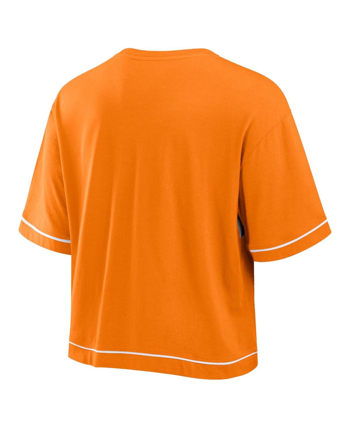 Fanatics Women's Orange Tennessee Volunteers Home Team Bold Fashion Modest V-Neck Cropped T-Shirt - White