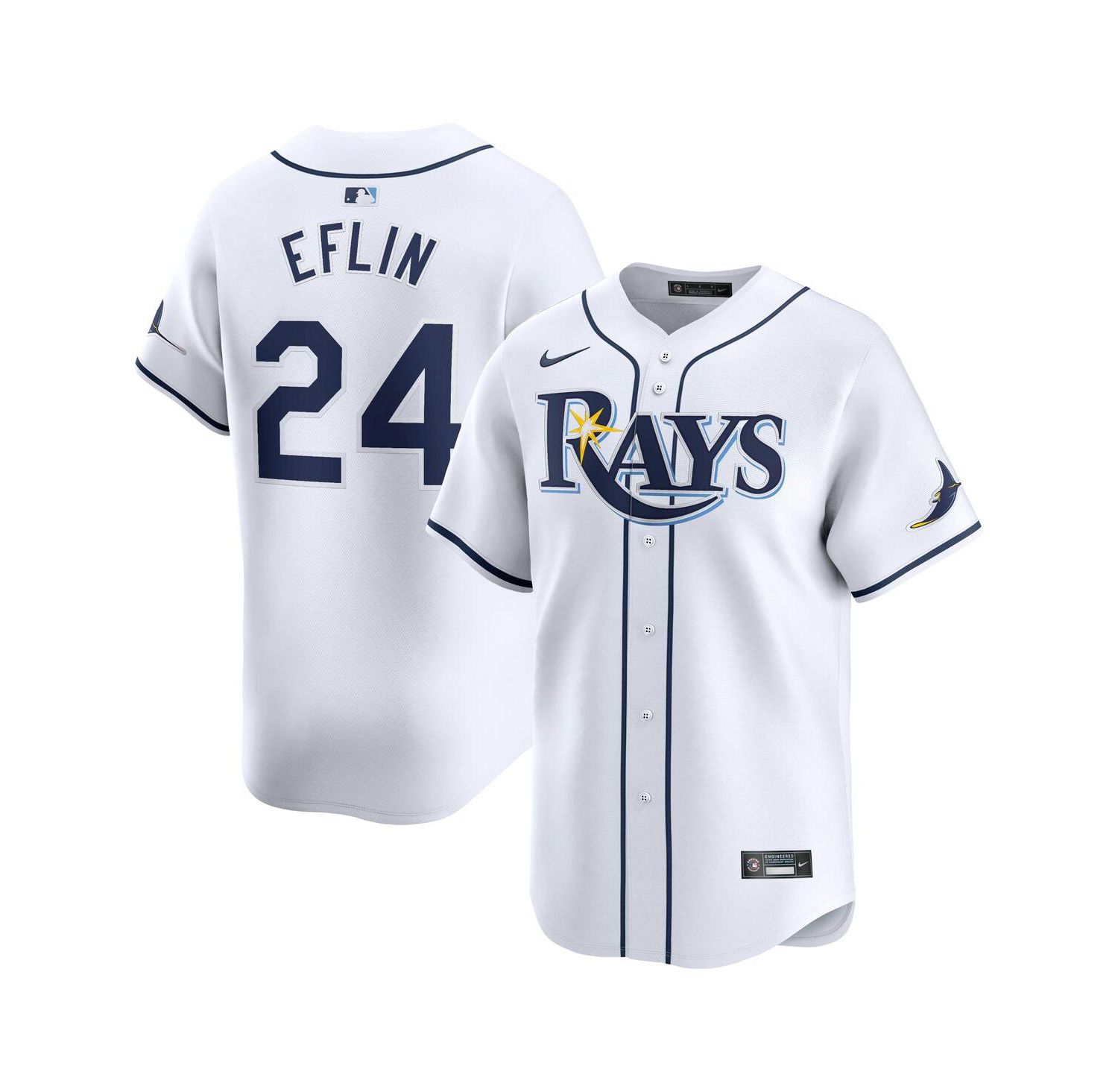 Men's Zach Eflin White Tampa Bay Rays Home Limited Player Jersey
