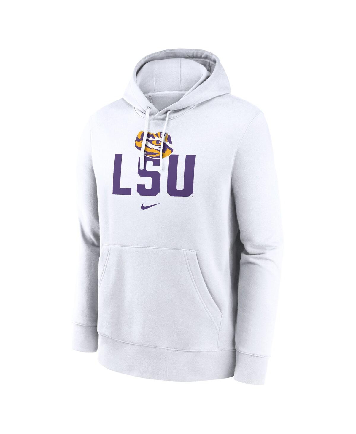 Nike Men'sLsu Tigers Primetime Club Fleece Pullover Hoodie - White