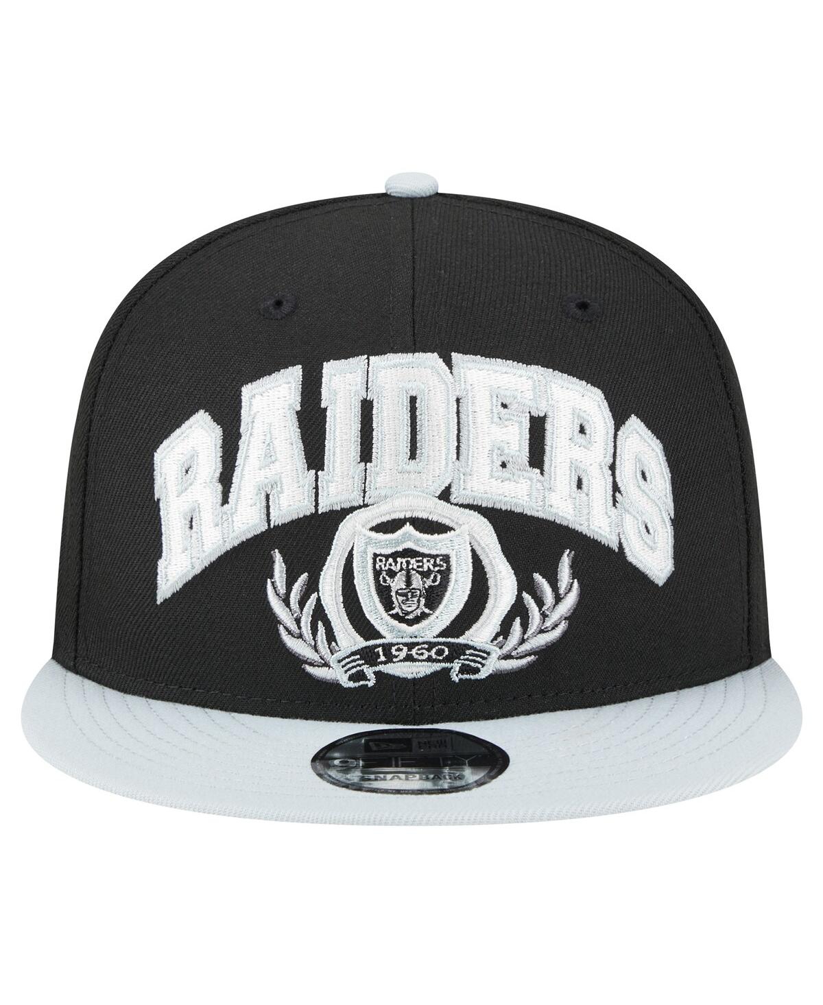 New Era Men'sSilver Las Vegas Raiders Team Establish 9FIFTY Snapback Hat - Black, Silver