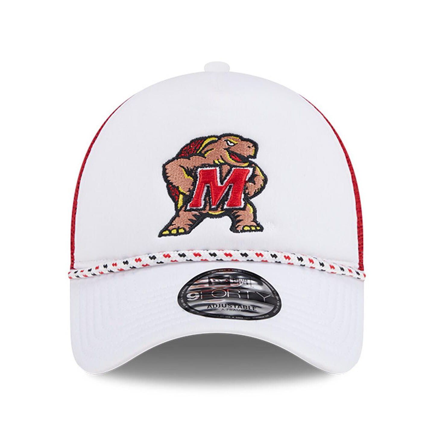 Мужская кепка New Era White/Red Maryland Terrapins Court Sport Foam A-Frame 9FORTY Adjustable Trucker Hat — фото 4