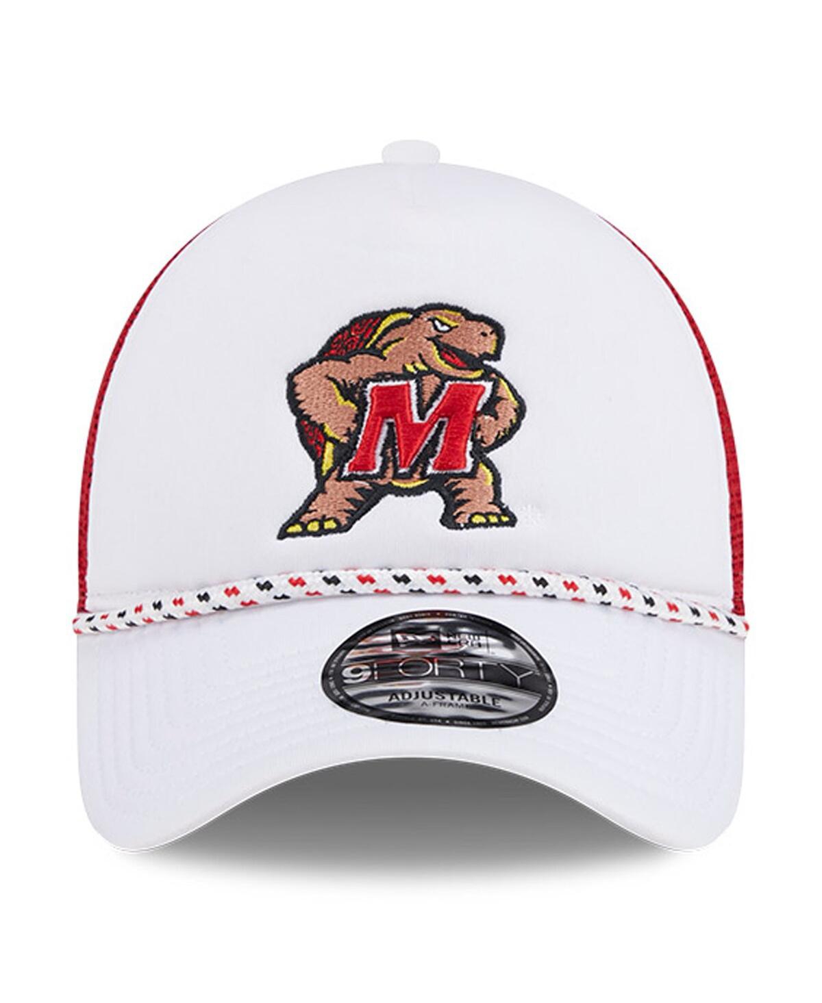 New Era Men'sRed Maryland Terrapins Court Sport Foam A-Frame 9FORTY Adjustable Trucker Hat - White, Red