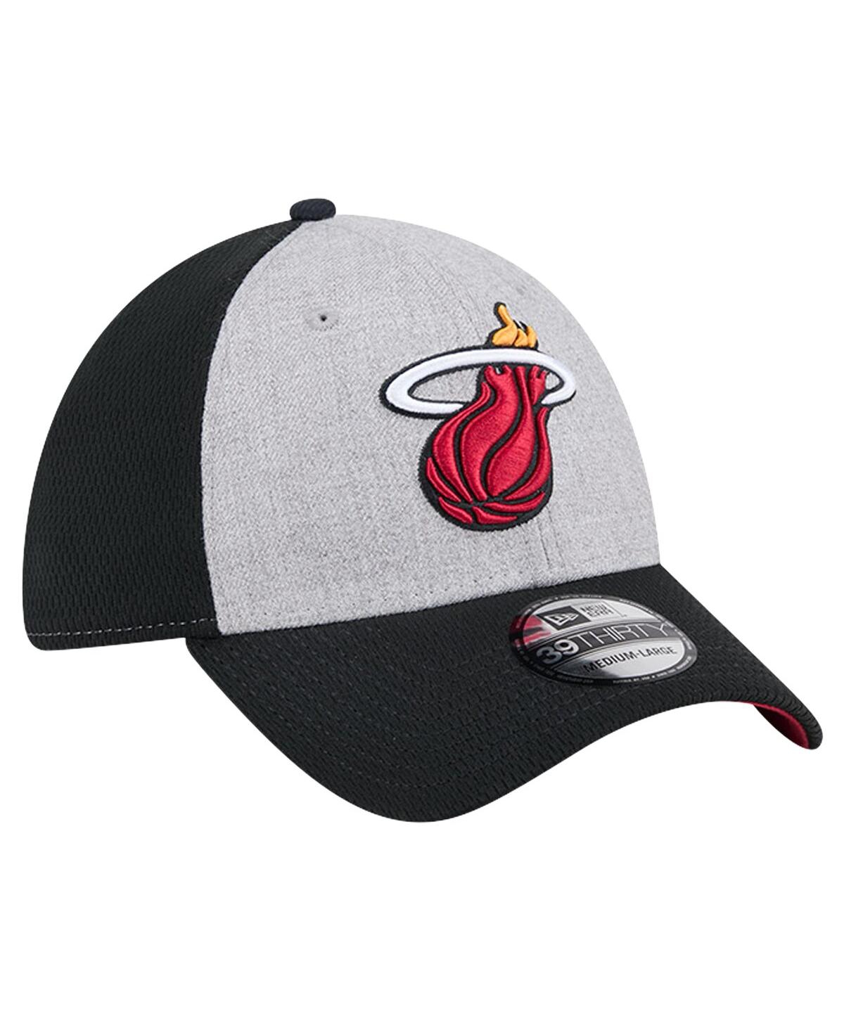 New Era Men'sBlack Miami Heat Two-Tone 39THIRTY Flex Hat - Heather Gray, Black