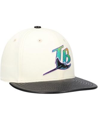 Men's Cream Tampa Bay Rays Game Night Leather Visor 59FIFTY Fitted Hat