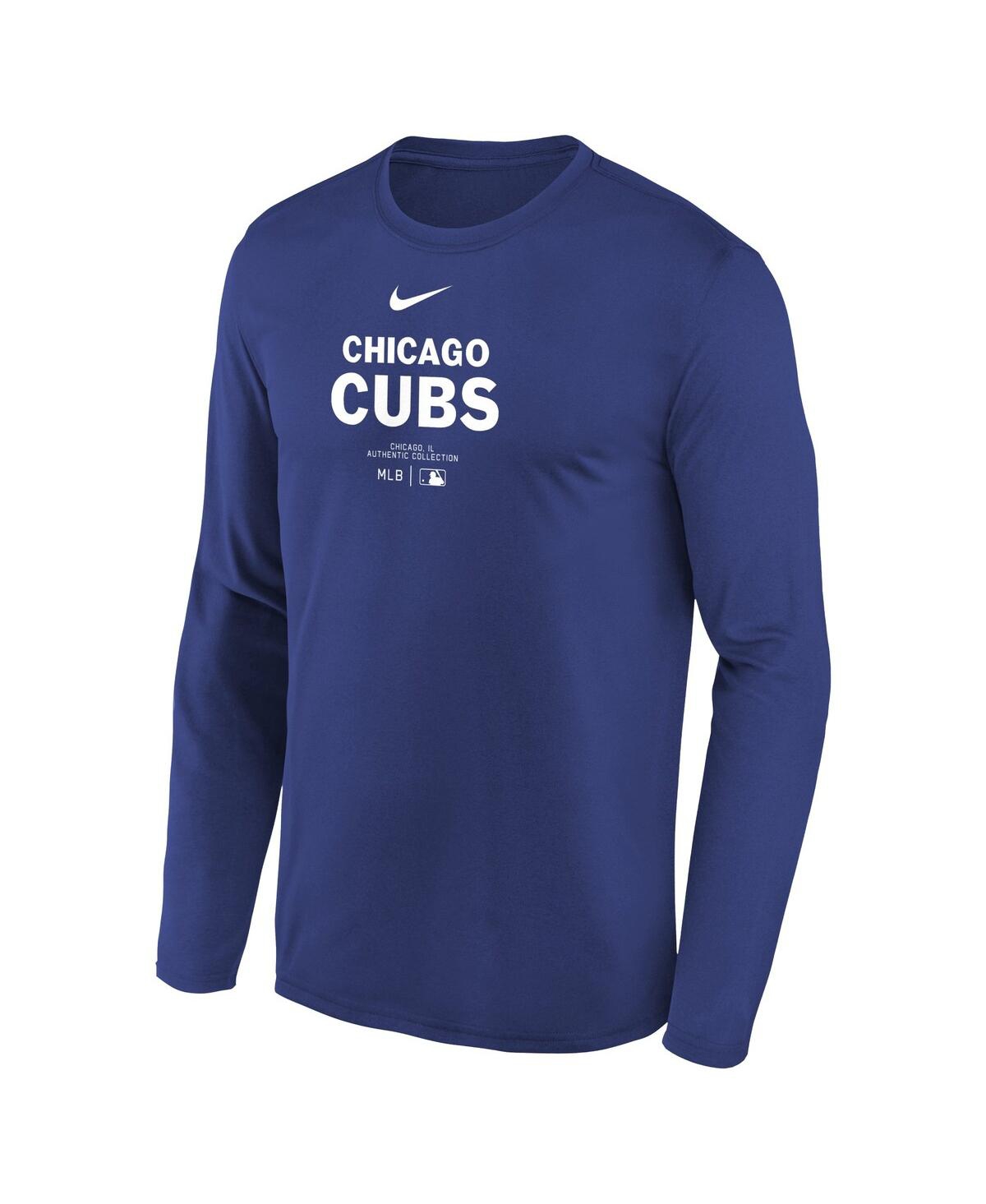 Nike Big Boys and GirlsChicago Cubs Authentic Collection Long Sleeve Performance T-Shirt - Royal