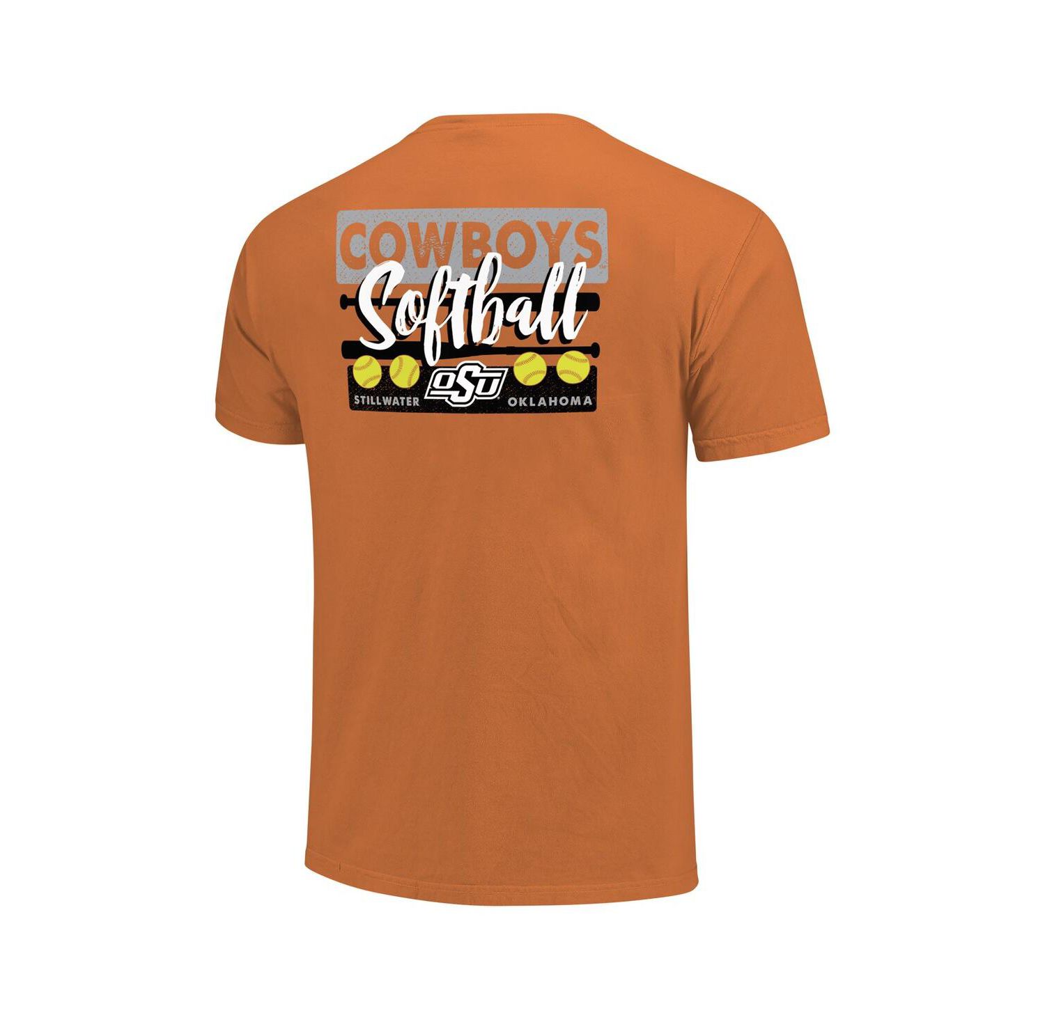 Men's and Women's Orange Oklahoma State Cowboys Gritty Softball Bats Comfort Colors T-Shirt