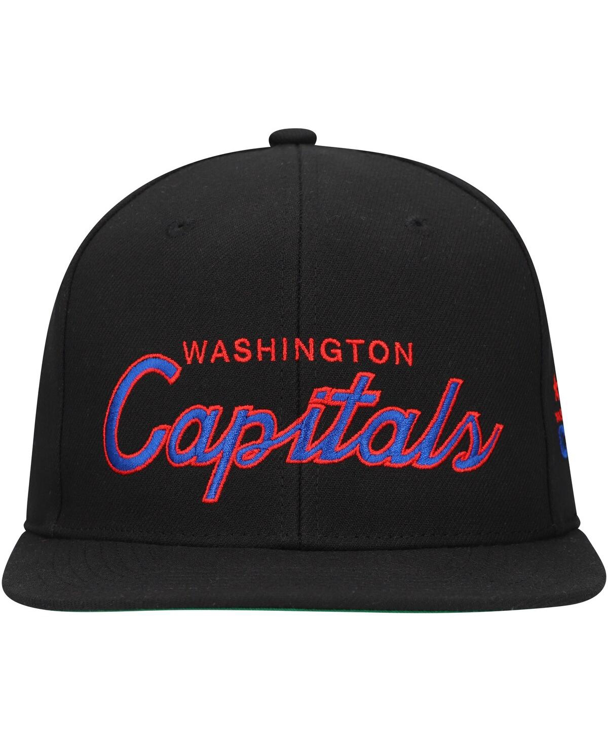 Mitchell & Ness Men's Black Washington Capitals Core Team Script 2.0 Snapback Hat In Black