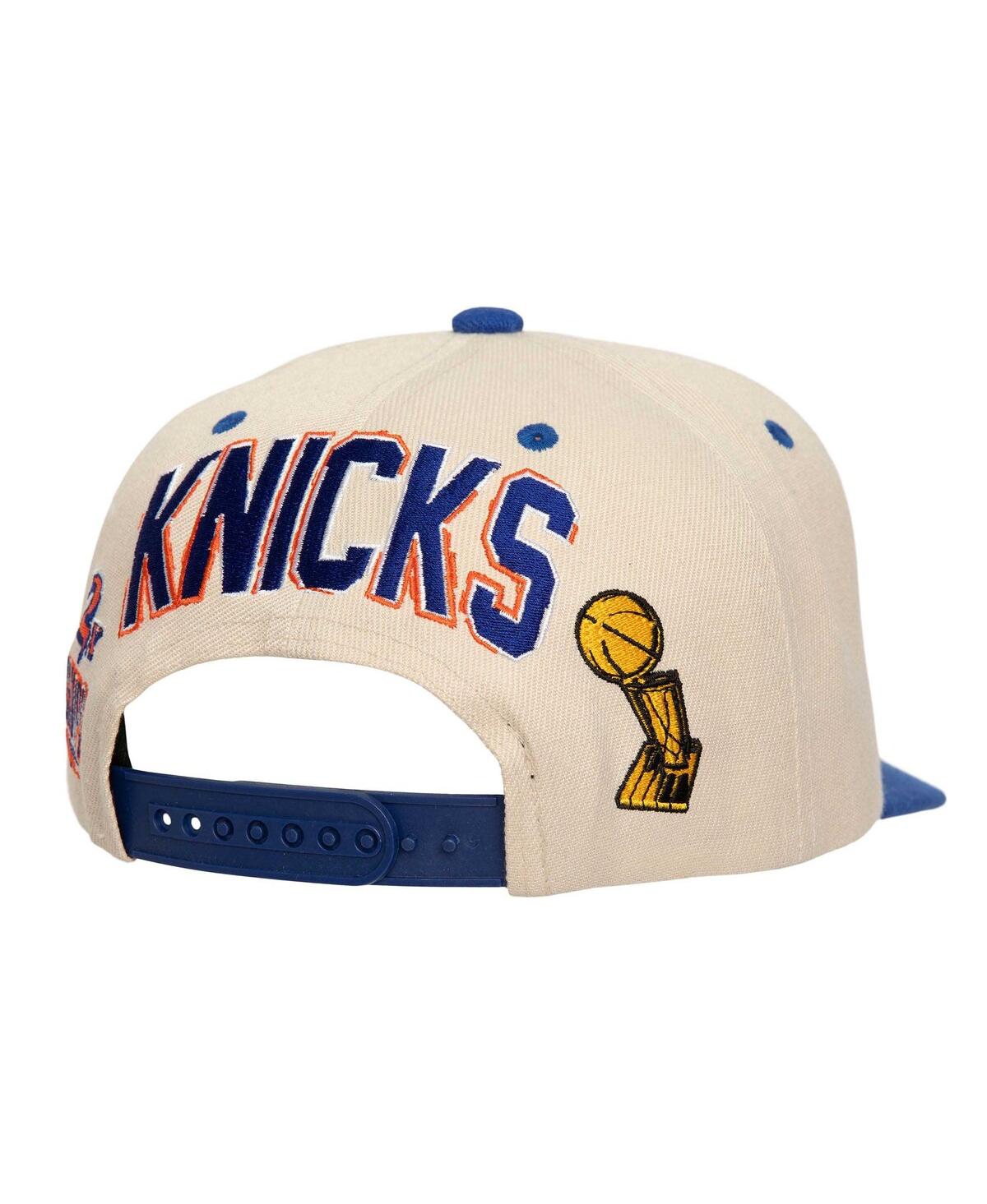 Mitchell & Ness Men's Cream/blue New York Knicks 2x Nba Champions Soul Legacy Defined Snapback Hat In Cream,blue