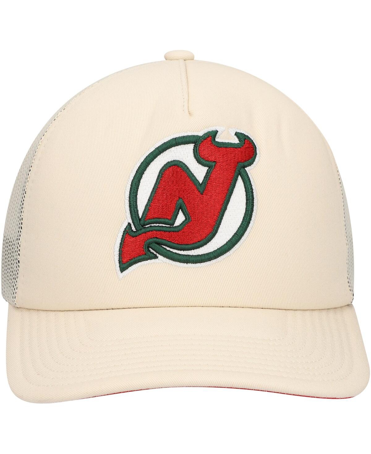 Mitchell & Ness Men's Cream New Jersey Devils Foam Front Trucker Adjustable Hat In Cream