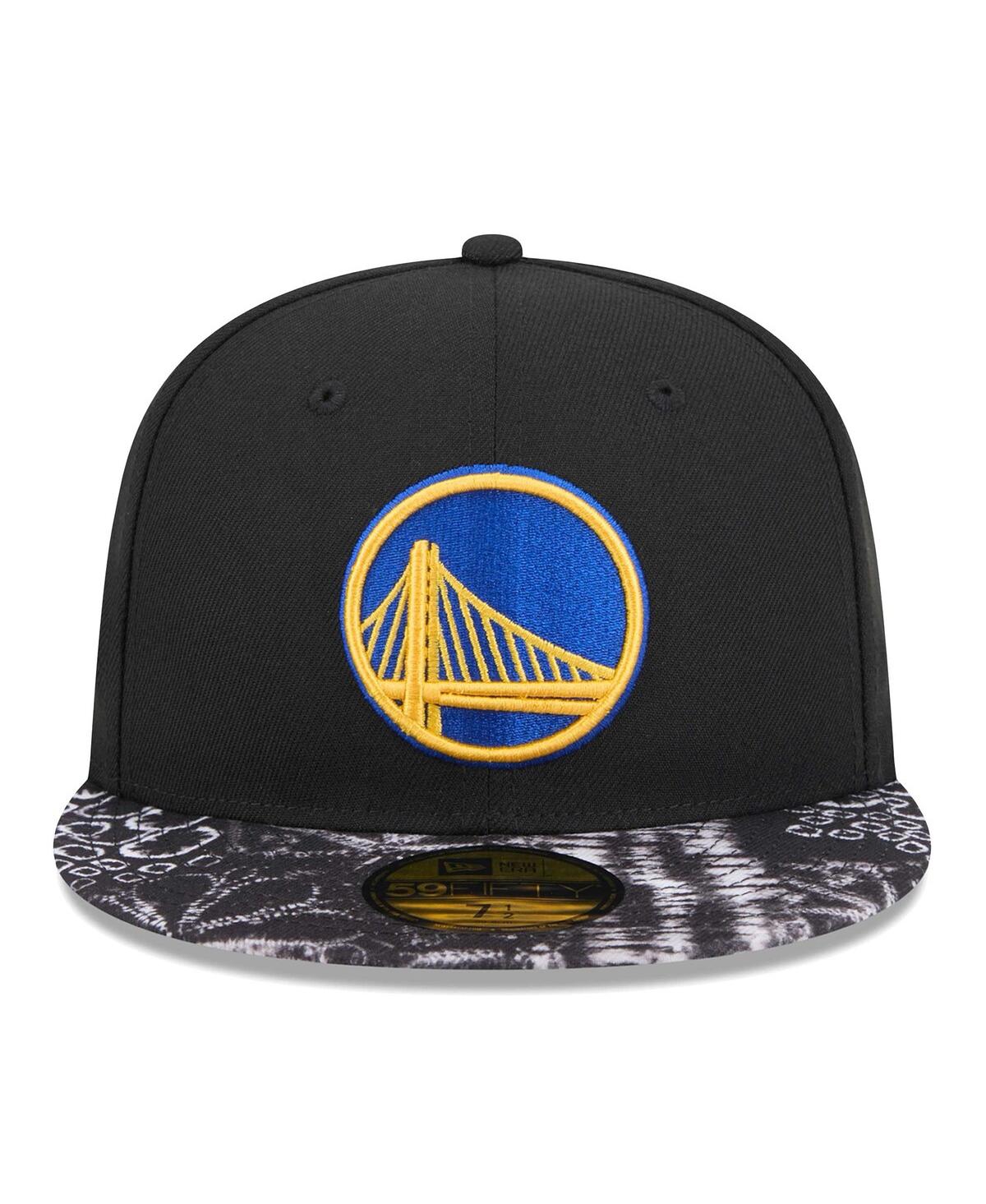 New Era Men's Black Golden State Warriors Coral Reef Visor 59fifty Fitted Hat In Black