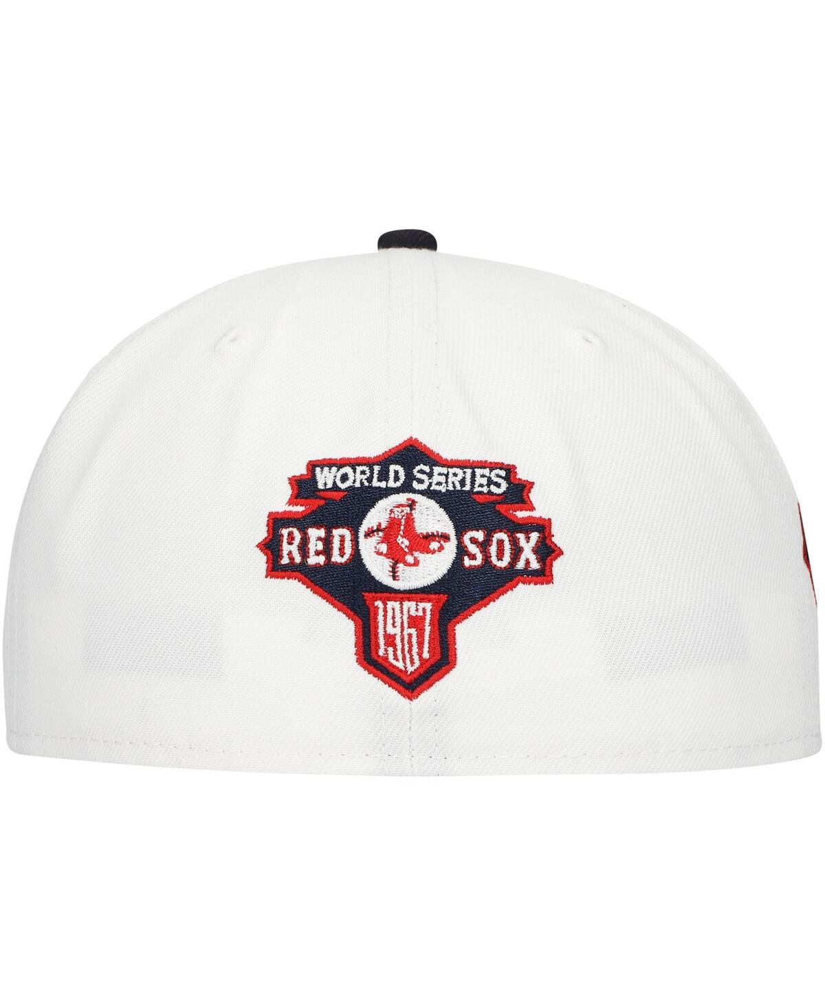New Era Men's White/navy Boston Red Sox Major Sidepatch 59fifty Fitted Hat In White,navy