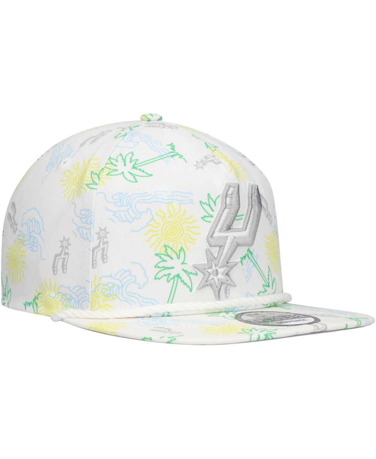 NEW ERA MEN'S WHITE SAN ANTONIO SPURS PALM TREES AND WAVES GOLFER ADJUSTABLE HAT 