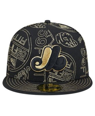 Men's Black Montreal Expos 59FIFTY Day Allover Fitted Hat