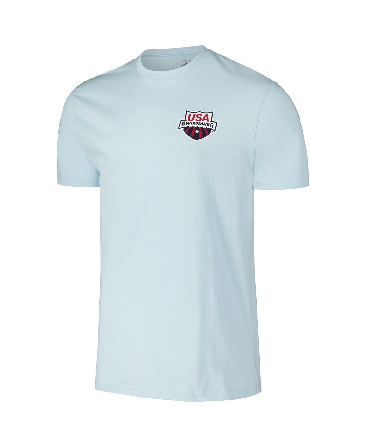 FLOMOTION MEN'S AND WOMEN'S LIGHT BLUE USA SWIMMING SWIM MEET T-SHIRT 