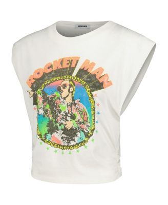 Women's White Elton John Rocket Man Banded '72 Banded T-Shirt