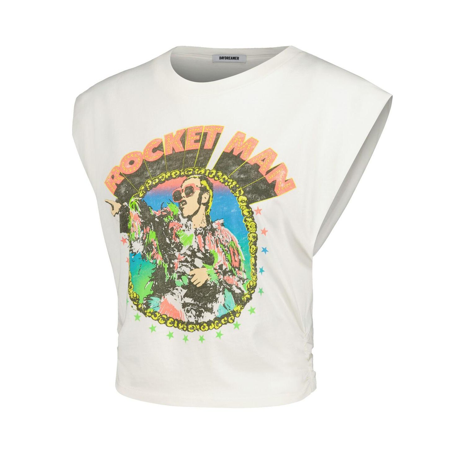 Women's White Elton John Rocket Man Banded '72 Banded T-Shirt