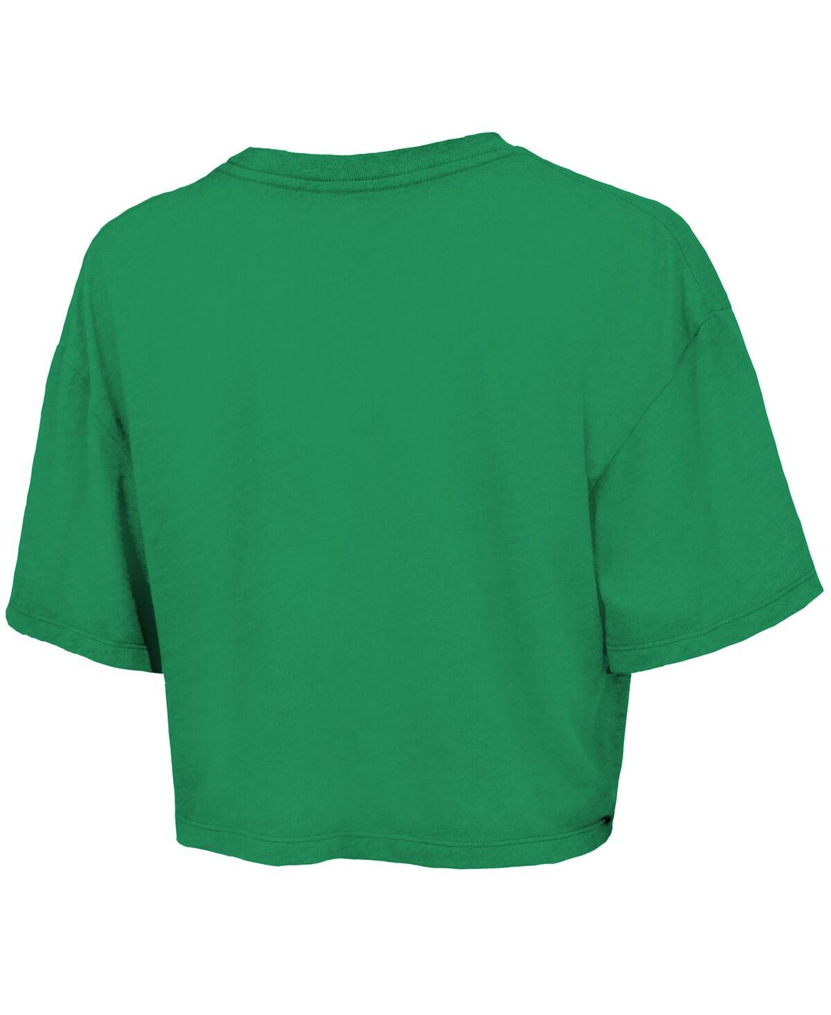 Majestic Threads Women'sBoston Celtics 2024 Nba Finals Champions Boxy Cropped T-Shirt - Kelly Green