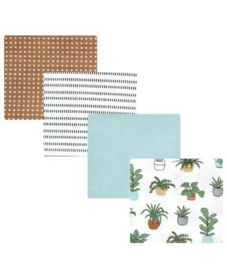 Unisex Four-Pack Flannel Infant Receiving Blanket Cotton/Poly Blend