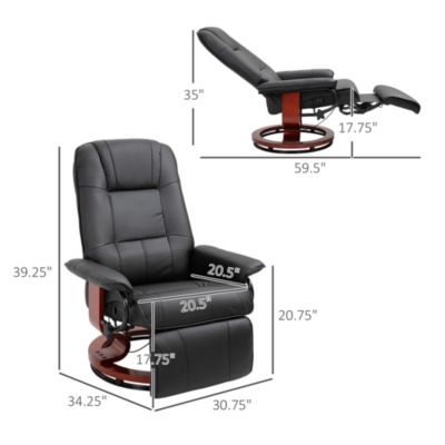 72.75" PU Leather Manual Adjustable Recliner Swivel Chair w/ Footrest,