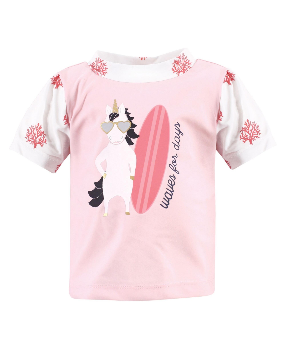 Hudson Baby Baby Girls Swim Rashguard Set,- Surf unicorn