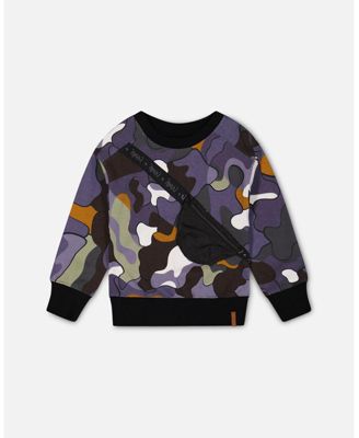 Deux Par Deux Fleece Hoodie With Quilted Pocket Black