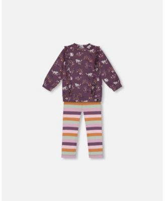 Deux Par Deux Printed Tunic & Leggings Set - Cat Deux Par Deux Printed Tunic & Leggings Set - Cat