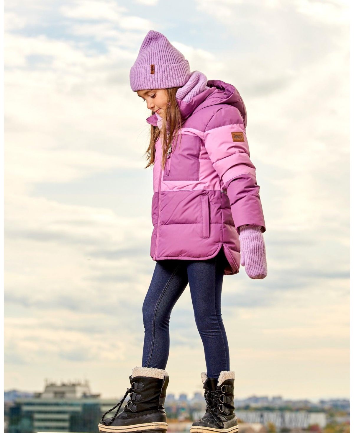 Deux par Deux Big Girls Puffy Jacket Lilac And Purple - Lilac and purple