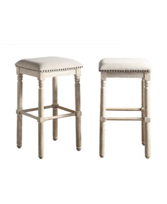 2-Piece Wood Upholstered Swivel Bar Stool Set