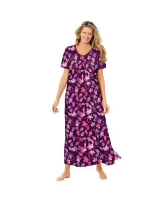 Plus Size Dreams and Co. V-Neck Short Sleeve Maxi T-Shirt Lounger