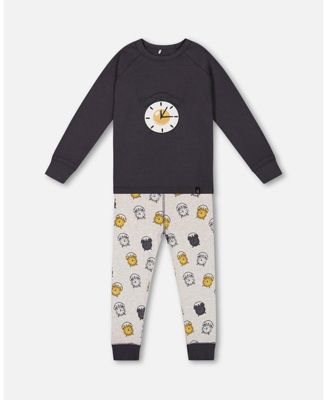 Deux Par Deux Organic Cotton Long Sleeve Two Piece Pajama Set - Printed Mechanical Dinosaur Deux Par Deux Organic Cotton Long Sleeve Two Piece Pajama Set - Printed Mechanical Dinosaur