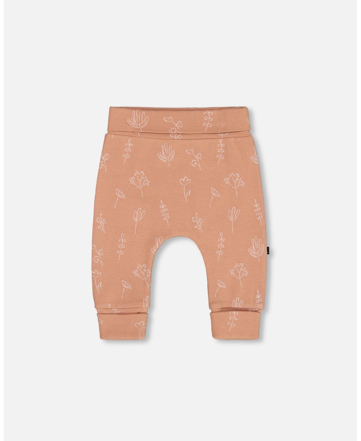 Deux par Deux Baby Girls Baby Printed Organic Cotton Evolutive Pant Cinnamon With Flowers