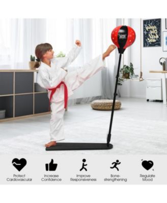 Kids Punching Bag with Adjustable Stand and Boxing Gloves