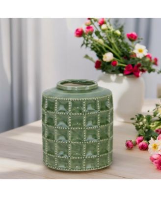 Sage Green Terra Cotta Vase Rustic and Elegant Home Decor Accent
