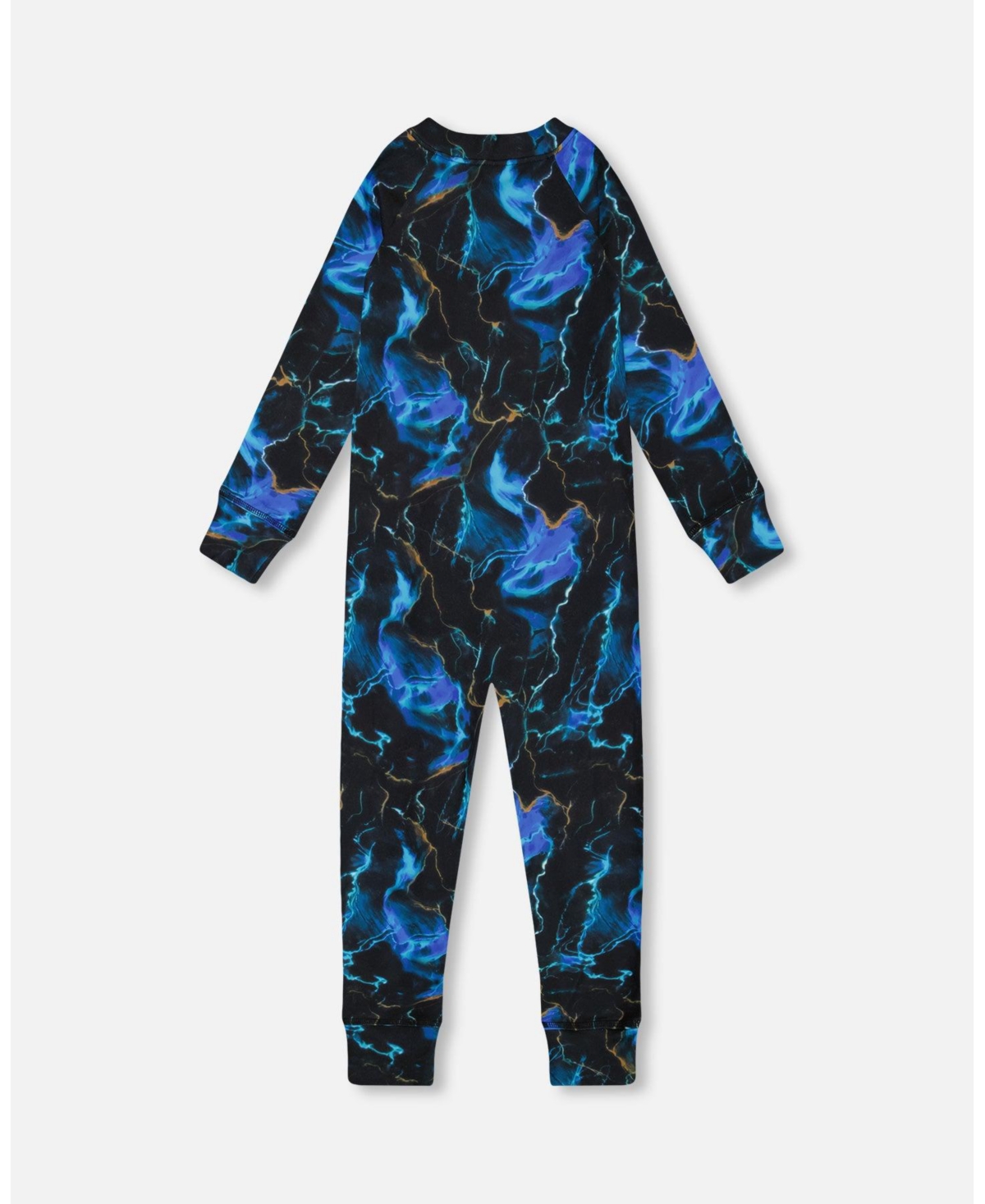 Deux par Deux Toddler Boys One Piece Thermal Underwear- Black printed storm