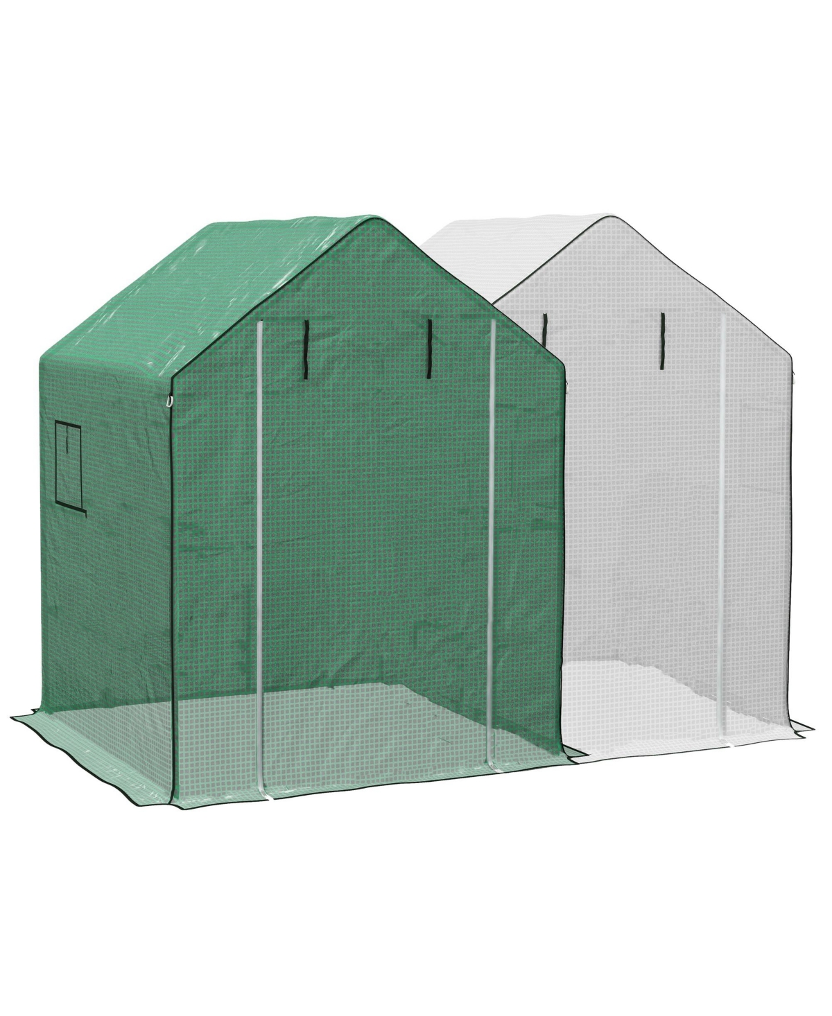 2 Greenhouse 01-0472 Replacement Covers, 55x56.25", Green & White - Green and white