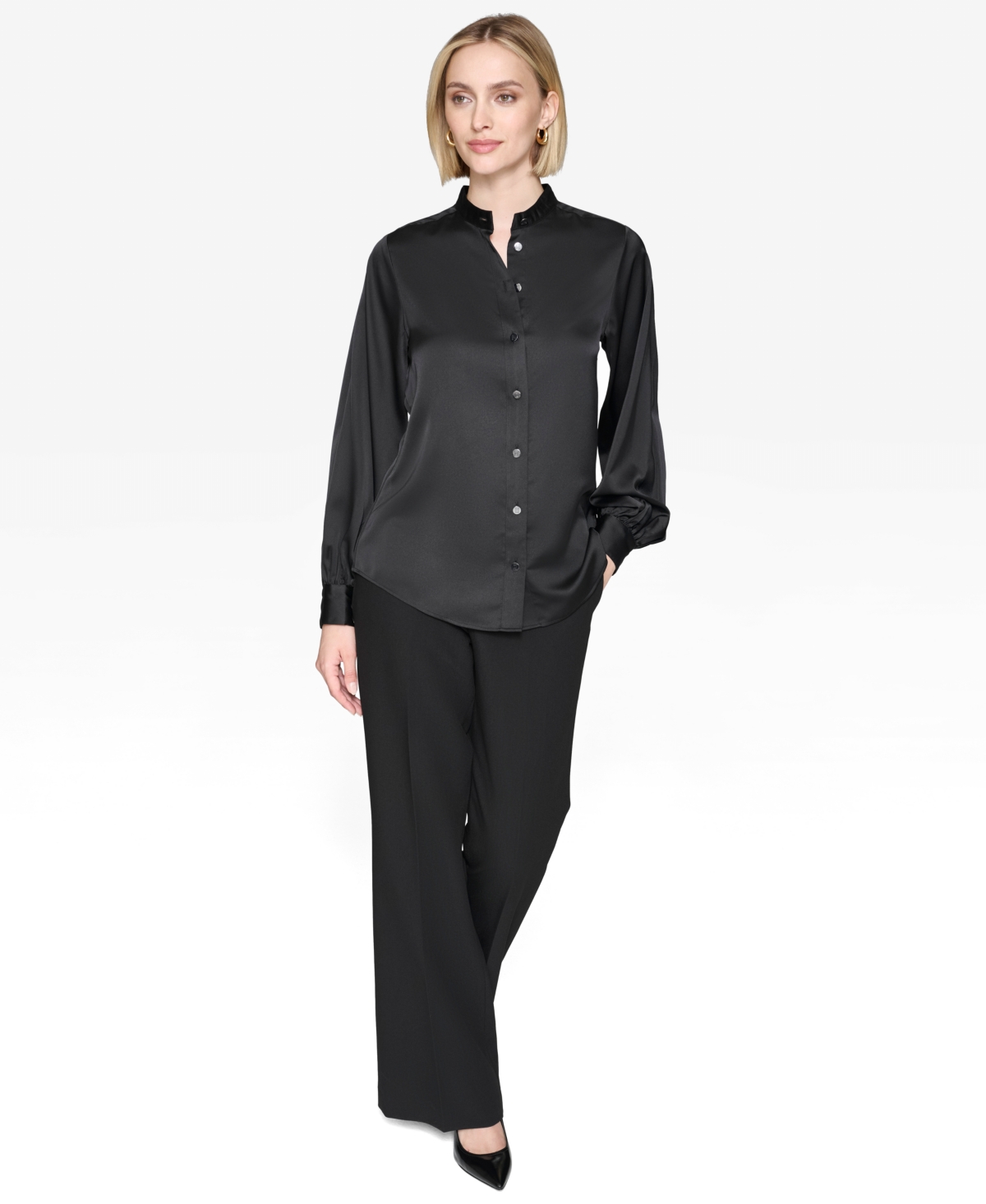 Karl Lagerfeld Paris Women's Band-Collar Blouse