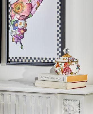 White Flower Market Enameled Steel Squashed Pot