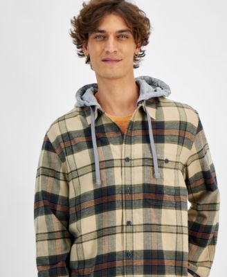 Men's Lars Hooded Plaid Shirt, Created for Macy's