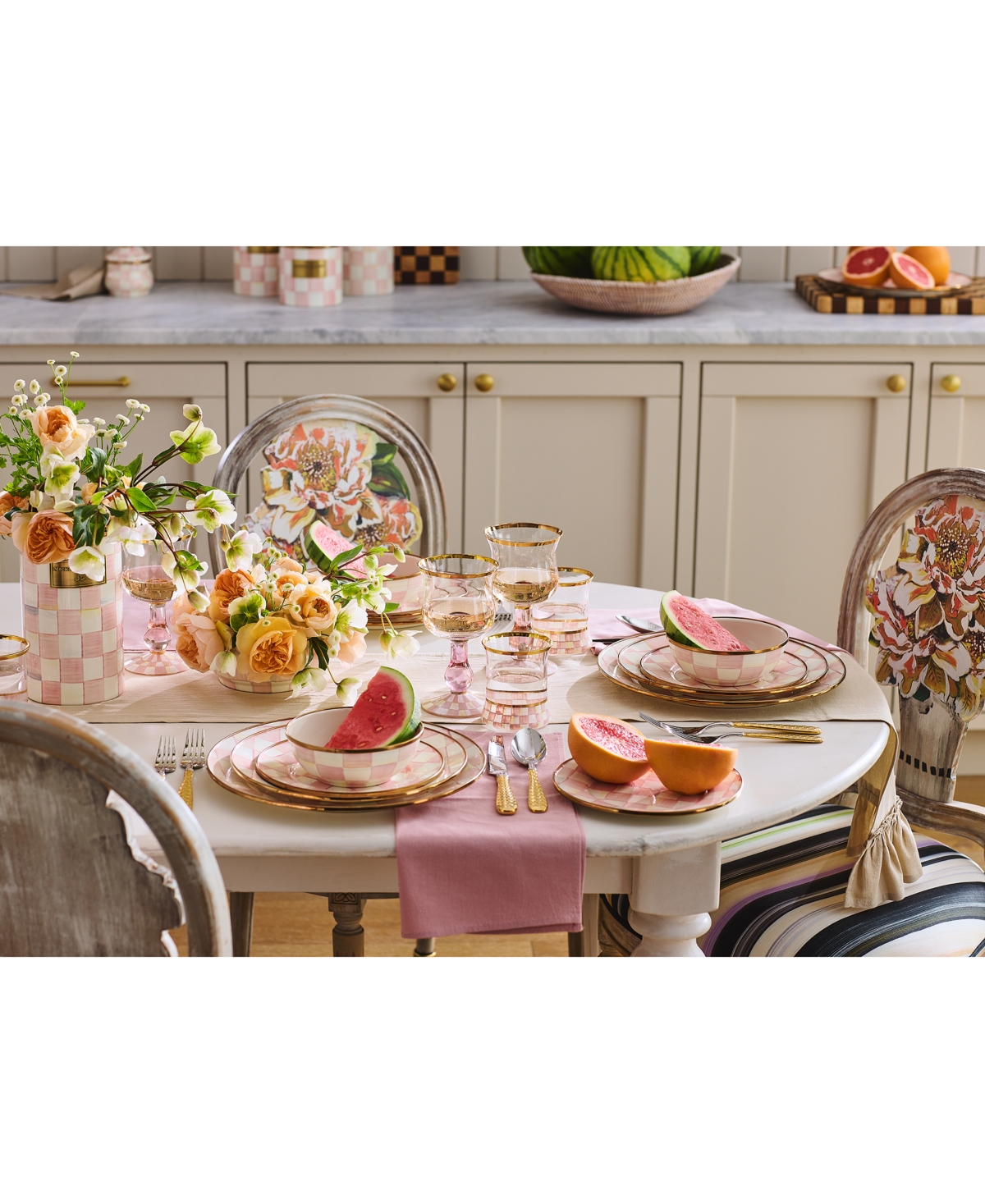 Mackenzie-childs Rosy Check Enamel Utensil Holder In No Color