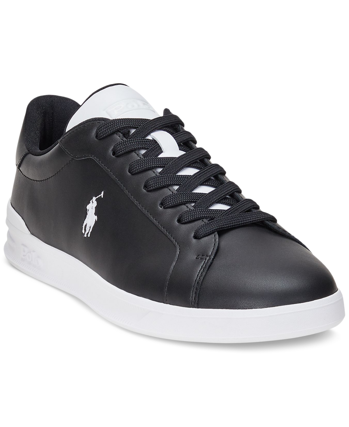 Polo Ralph Lauren Men's Heritage Court Ii Leather Lace-up Sneakers In Black,white